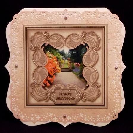 Summer Garden in a Fancy Frame 8in x 8in Quick Card by Allen Bowen