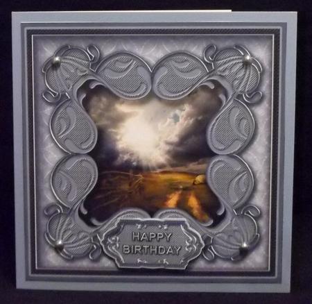 Daybreak Landscape in a Fancy Frame 8in x 8in Quick Card by Allen Bowen