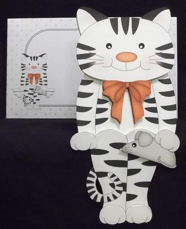 3D on the Shelf Card Kit - Muffin the B & W Stripey Cat by Allen Bowen