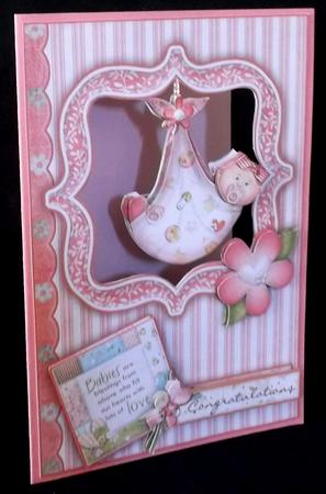 Baby Girl Dangler Card and Double Sided Decoupage by Allen Bowen