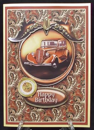 Classic Tan Car in a Frame Decoupage by Allen Bowen