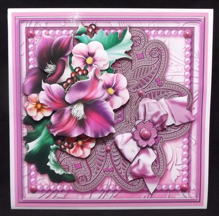 Purple Clematis on a Fancy Doily 8inx 8in Decoupage Mini Kit by Allen Bowen