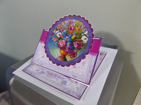 Purple Floral 5 Inch Easel Card 1 by Amanda Assenbruck