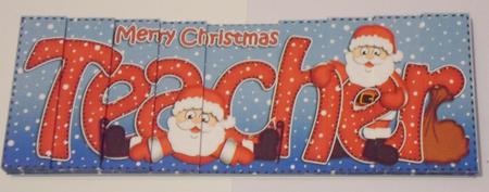 Christmas Teacher with Penguins Dl Side Stacker Topper by Amanda Dyson