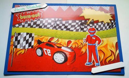 Great for the Boys! Vibrant Colours Red/yellow Racing Car A4 by Amanda Jackson