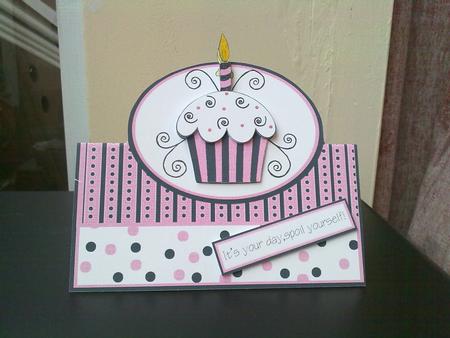 Swirly Cupcake Quick Card- Pink & Black by Amanda Seadon