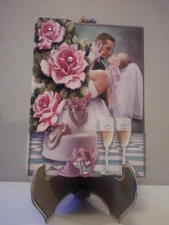 Wonderful Wedding Couple with Roses, on a Stand by Amanda Courtney-Harding