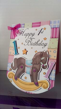 1st Birthday Card Front with Rocking Horse by Amandah Allen