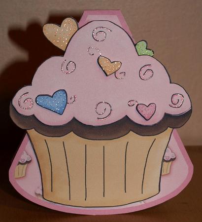Pink Cupcake Wobble Card with Decoupage by Amy Gould