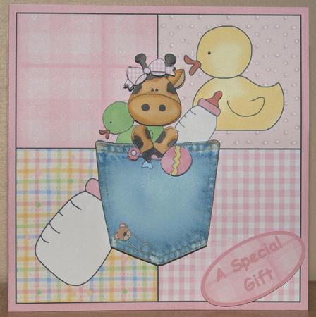Baby Girl Giraffe Pocket Quick Card with Decoupage by Amy Gould