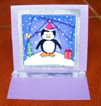 Xmas Penguin Quick Card Twisted Spiral Side Stacker by Andrea Chapman