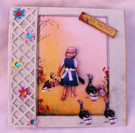 Girl with Her Ducks Decoupage by Andrea Chapman
