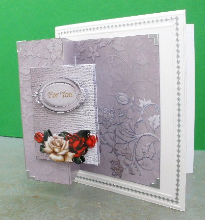 Roses on Damask Fold-back Card by Andrea Chapman
