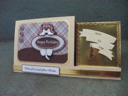 Dangle Dog Wavy Edge Birthday Card Front by Andrea Chapman