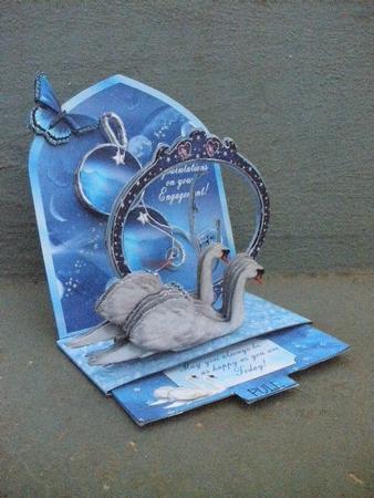 Pop Up Slider Card Kit Swan 'dangler' Engagement/anniversary by Andrea Chapman