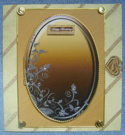 Purple Pansy Gold Locket Card Front by Andrea Chapman