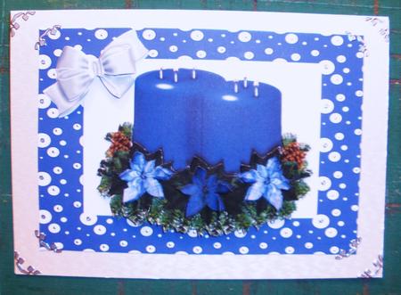 Blue Candle,blue Poinsettias by Andrea Chapman