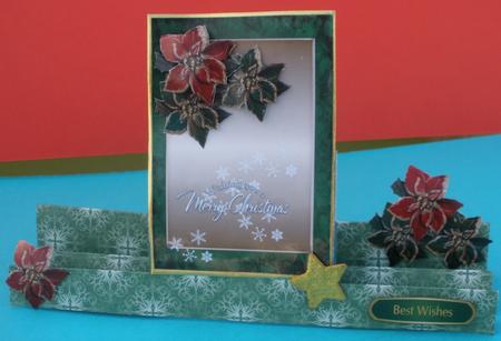 Red and Green Poinsettias Card Front with Decoupage by Andrea Chapman
