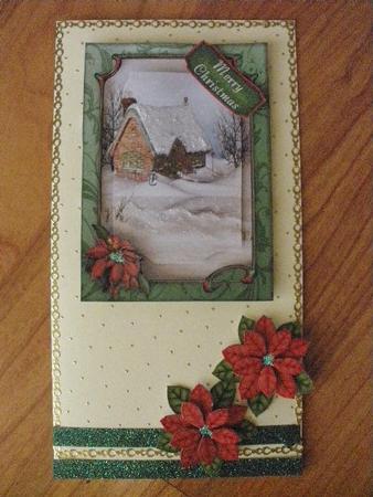 Snowy Cottage Poinsettias by Andrea Chapman