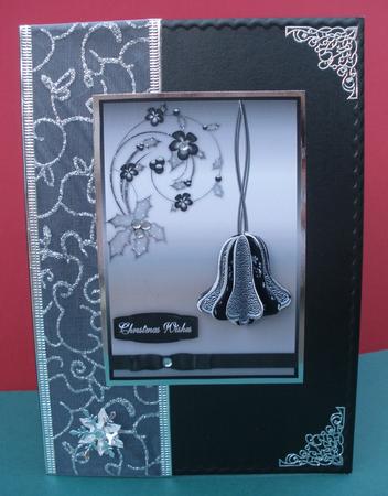 3D Christmas Bell Embellishment in Black and Silver by Andrea Chapman