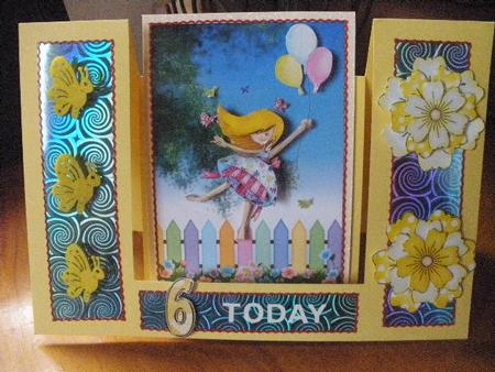Birthday Butterflies and Balloons Card Front and Decoupage by Andrea Chapman