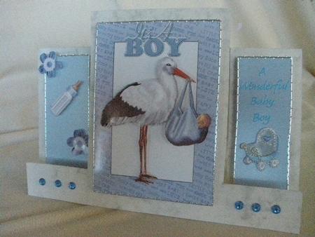 Baby Boy with Stork in Baby Word Frame by Andrea Chapman