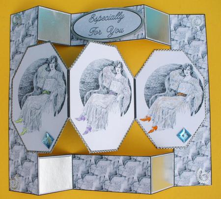 Vintage Lady Octagon Pop-up Card by Andrea Chapman