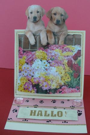 Labrador Puppy Dogs in the Garden - Over the Edge Cut & Fold by Andrea Chapman