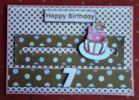 Pink Funky Birthday Cake Penny Slider by Andrea Maloney