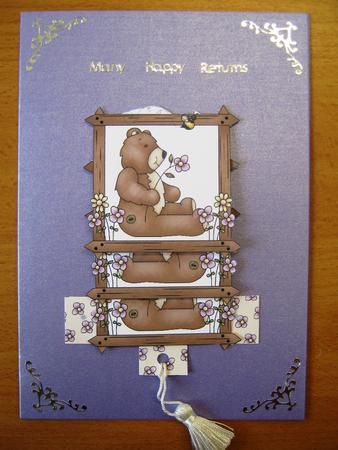Teddy in Wooden Frame Waterfall by Andrea Maloney