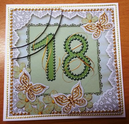 Green Butterfly 18th Birthday 5in Round Corner Stacker by Andrea Maloney