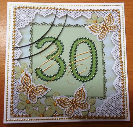 Green Butterfly 30th Birthday 5in Round Corner Stacker by Andrea Maloney