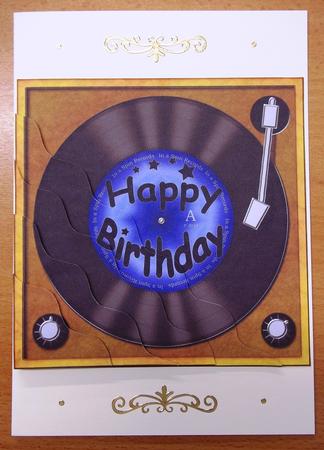 Birthday Record Wavy Corner Side Stacker Topper by Andrea Maloney