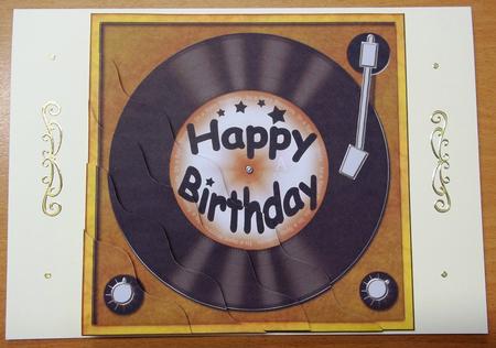 Birthday Record Wavy Corner Side Stacker Topper by Andrea Maloney