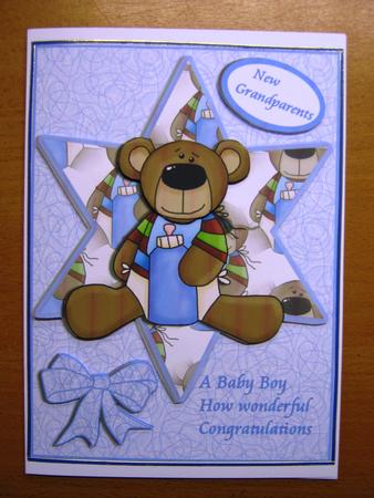 Star Baby Boy Card Front and Layers by Andrea Maloney
