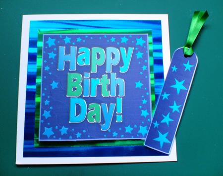 Happy Birthday Metallic Quick Card Wavy Corner Side Stacker by Andrea Maloney