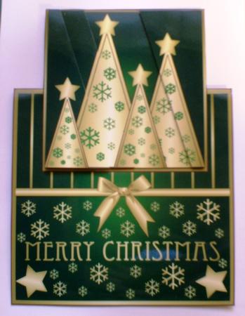 Snowflakes Christmas Trees Vertical Fold Back Green by Andrea Maloney