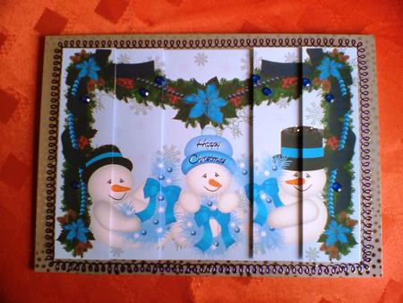 Blue Snowmen Side Stacker by Andrea Maloney