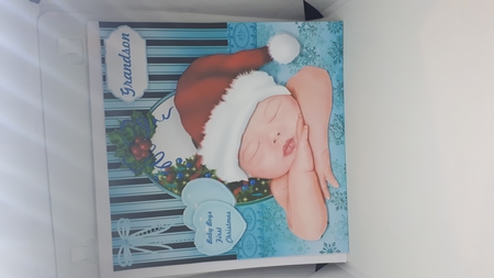 Baby boys first Christmas card front by Andrea McGill