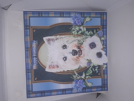 3 Blue tartan Scottish dog card front/toppers 2 by Andrea McGill