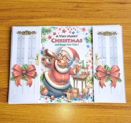 Lovely Christmas Gate Fold Card Having A Tipple Or More (TWO) by Andrea McGill