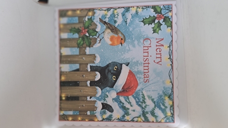 Christmas Picket Fence Cats 3 by Andrea McGill