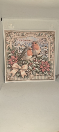 8x8 Christmas Robins - Quick Card Front with Sentiments  by Andrea McGill