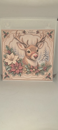 8x8 Vintage Christmas Reindeer - Quick Card Front with Sentiments  by Andrea McGill