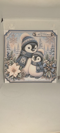 8x8 Winter Penguin Wishes - Quick Card Front with Sentiments  by Andrea McGill