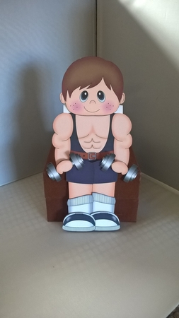 3D on the Shelf Card Kit - Weightlifter Dumbell Boy Dan by Andrea McGill