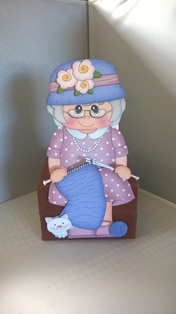 3D on the Shelf Card Kit - Gossip Galz - Knitting Nelly by Andrea McGill