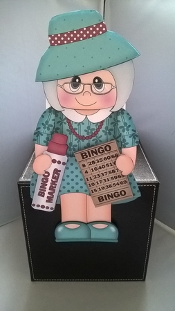 3D on the Shelf Card Kit - Gossip Galz - Old Lady Bingo Bess by Andrea McGill