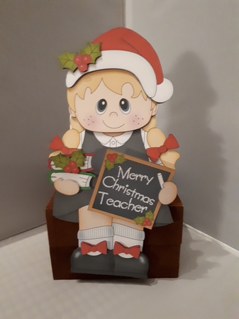 3D on the Shelf Card Kit - Little Christmas Schoolgirl by Andrea McGill