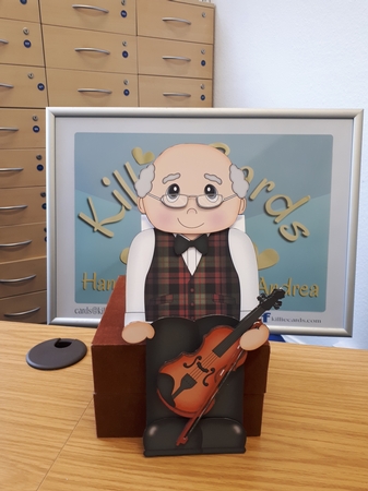3D on the Shelf Card Kit - Little Violin Player Old Man Judd by Andrea McGill